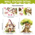 Set adesivo murale fata farfalla casa fungo cartone animato acquerello per cameretta. - Due Fogli / Stile A