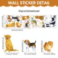Cartoon pet dog wall stickers set, 43pcs self-adhesive PVC decals for kids room decor. - 60*30cm*2 Sheets / Colorful Dogs Combination