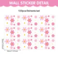 Set di adesivi murali a margherita con 109 pezzi e 9 fogli per decoro cameretta - 109 Pezzi/Confezione (30x20cm/9 Fogli) / Stile Margherita Rosa e Bianco