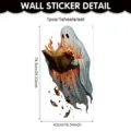 Halloween weisser Geist Wandaufkleber Detail mit brennendem Buch Design PVC Wandtattoo. - 42x74.5cm (1 Blatt/Packung) / Geist-Lese-Stil (UV26Y80609T_R) / Statischer Aufkleber