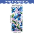 Blue floral wall sticker detail showcasing waterproof PVC material and vibrant botanical design. - Blue Watercolor Floral (UV26Y80498S_R) / 44*100cm*1 Sheet