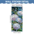 Blue hydrangea wall sticker detail view, elegant floral glass window decal for home decor. - Blue Purple Hydrangea (UV26Y80502S_R) / 44*100cm*1 Sheet