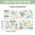 Boho watercolor dragon and castle wall stickers for kids bedroom nursery 45pcs 4 sheets set - UV26T60250T_T / 20*30cm*4 Sheets