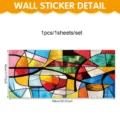 Vintage stained glass window film, colorful geometric self-adhesive PVC wall sticker, 45x100cm. - Retro Church Style (UV26T60202S_R) / 45x100cm