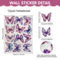 Dekorative Schmetterling Fensteraufkleber, statische PVC Glasaufkleber, 12 Stück pro Bogen. - 40x30cm / Mehrfarbig (Verlauf Violett Blau)