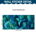Abstract blue green stained glass window sticker static cling decorative film 45x100cm - Blue-Green Abstract Wave Style (UV26T60201S_R) / 100*45cm