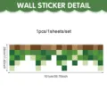 Pixel grass wall sticker self-adhesive border wall decor 29x101cm detail display. - 101*29cm / Block Texture Style One (UV26Y80366T_R)