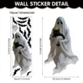 Halloween Geist Wandsticker Set mit schwarzen Katzen und Fledermäusen für Fenster. - 90x30cm (1 Blatt/Packung) / Geist mit Katze und Fledermäusen Stil (UV26Y80541T_R) / Statischer Aufkleber