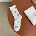 Cute Capybara Print White Mid-Tube Socks Japanese Style Casual Cotton Socks Daily Wear - One Size / gs5008 Capybara
