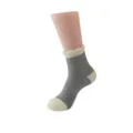 Close-up detail of cozy winter thick plush fuzzy slipper socks in classic grey and beige color. - One Size / Light Gray