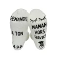 Cozy thickened coral fleece floor socks with funny French print, soft warm sleep socks. - White