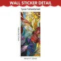 Autocollant de fenetre statique floral en vitrail eglise europeenne retro 100x44cm decoration. - 100x44cm/1 Feuille / Style Rose Élégante (UV26Y80484S_R)