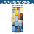 European retro stained glass window sticker geometric art film block decor 100x45cm - Vintage Stained Glass Geometric Style (UV26T60308S_R) / 45x100cm
