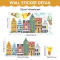 Bohemian colorful house wall stickers with cute hot air balloons for kids room decor. - 60*30cm / 1 Sheet