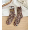Cozy fuzzy fleece winter mid-calf socks with cute bow ribbon warm thermal floor sleep socks - One Size / ZJ2407 Multicolor