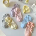 Women shallow cut socks candy color cute bear mesh boat socks short cotton socks spring summer - xhs2317 Black