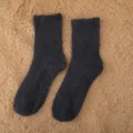 Cozy dark grey coral fleece socks detail view, thick warm sleeping floor socks for winter. - One Size / Dark Gray