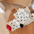 Cute dot cotton mid-calf socks for women, Korean ins style colorful yarn casual cute hosiery. - One Size / xhs25104 Dotted Cloth Label