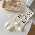 Cute 3D cat ear mid-tube socks for women, sweet cotton spring summer casual white socks. - One Size / sc6398 Cute Cat