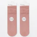 Pink ribbed crew socks women summer thin breathable cotton mid tube fashion hosiery - One Size / Pink