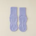 Comfortable purple yoga socks with anti-slip silicone grip dots for fitness pilates dancing. - Purple