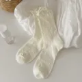 White women mid-calf socks sweet lace bow design summer thin cute Japanese ballet socks - Dot