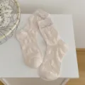 Chaussettes mi-tubes noeud femme printemps ete doux style japonais respirant mode mignon - Taille unique / Accessoire papillon avec bande élastique
