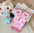 Cute fuzzy coral fleece winter socks for women with cute clown embroidery and soft warm fabric. - One Size / Pink