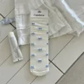 Calcetines de tubo medio de malla estilo coreano con estampado de lazo azul y volante. - Talla única / Blanco Leche con Lazo Azul