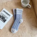 Women's winter warm coral fleece striped fuzzy socks soft cozy home floor sleep socks - One Size / Blue