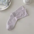 Calze donna al polpaccio lilla costine con bordo arrotolato, sottili traspiranti primavera estate. - Taglia unica / Lavanda