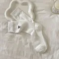 White mesh mid-calf women socks, ballet style thin breathable socks with cute embroidery. - One Size / ce003 Pure White