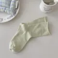 Calzini a costine verde chiaro da donna, design sottile con bordo arrotolato e traspirante. - Taglia unica / Verde Scuro