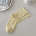 Donna calzini gialli chiari con risvolto arrotolato, traspiranti primavera estate calze uniti - Taglia unica / Giallo chiaro