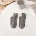 Grey ribbed no show socks for women, breathable low cut boat socks for spring and summer. - One Size / Dark Gray