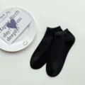 Solid black low cut invisible socks for women, anti slip breathable summer short socks. - One Size / Black
