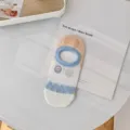 Chaussettes bateau été fine maille femme respirante invisible broderie mignonne variante - Taille unique / CX519 écusson sourire brodé bleu