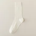 Women cotton hollow mesh crew socks spring summer thin breathable beige vintage casual hosiery - One Size / kb2413 Dashed Line