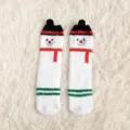Cozy plush winter socks with cute snowman design, thick warm fleece floor socks for home. - One Size / Snowman