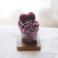 Flauschige Cupcake Geschenksocken, Korallenfleece warme Damen-Socken für gemütliche Fußböden. - Preis ohne Box / Purpurrot & Weiß