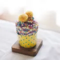 Fuzzy coral velvet cupcake socks, cute gift mid-tube floor socks for women cozy home wear. - Yellow