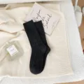 Dark grey women's wool knit socks, cozy thick ribbed winter thermal casual hosiery. - One Size / yj23189 Dark Grey