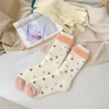 Thick Polka Dot Slouch Socks Cute Fuzzy Winter Warm Mid Tube Casual Socks For Women - htt1085 Orange