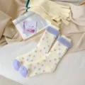 Thickened fleece polka dot slouch socks for women, cozy warm winter mid tube woolen socks. - htt1085 Purple