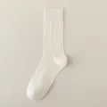 Women's summer thin cotton hollow mid-calf socks Japanese sweet rolled cuff mesh hosiery - One Size / kb2413 Wavy Dotted