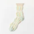 Transparente Kristalseide Socken für Damen, Mesh Netz-Muster, mittelhohe Strümpfe. - Einheitsgröße / Pm2206 Rautenmuster