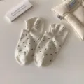 Womens low cut invisible socks with cute polka dot design breathable summer ankle socks for daily wear - One Size / Beige Grey
