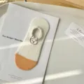 Vrouwen dunne sokken schattige beren borduurwerk lage snit mesh onzichtbare sokken zomer - Eén maat / MG211 lichtoranje
