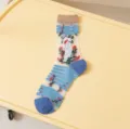 Damen transparente Netz Socken mittelhoch Kristallseide Sommer Blumen Vogel Stickerei - Einheitsgröße / Pm2243 Blau