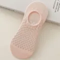 Zomer ademende mesh onzichtbare bootsokken voor dames, antislip laaggesneden casual sokken roze. - Eén maat / Ademende dunne sokken roze